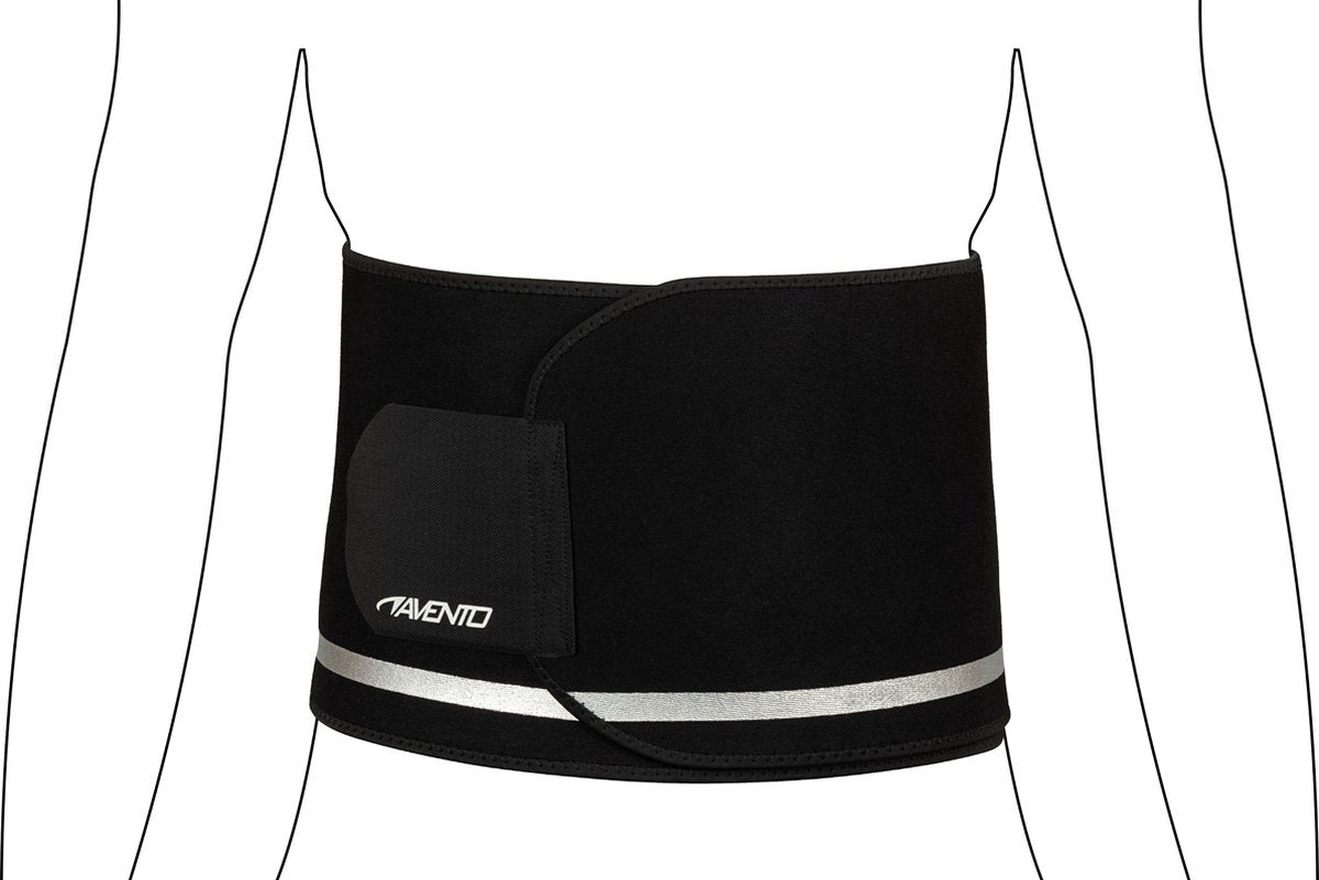 Avento sauna taille band - verstelbaar - zwart zilvergrijs - maat l xl