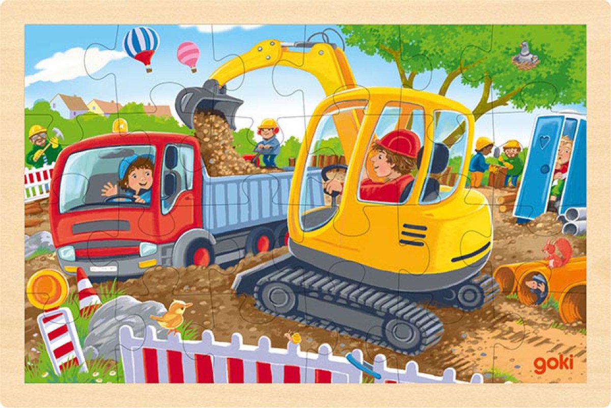 Goki Wooden Jigsaw Puzzle Excavator, 24 °.