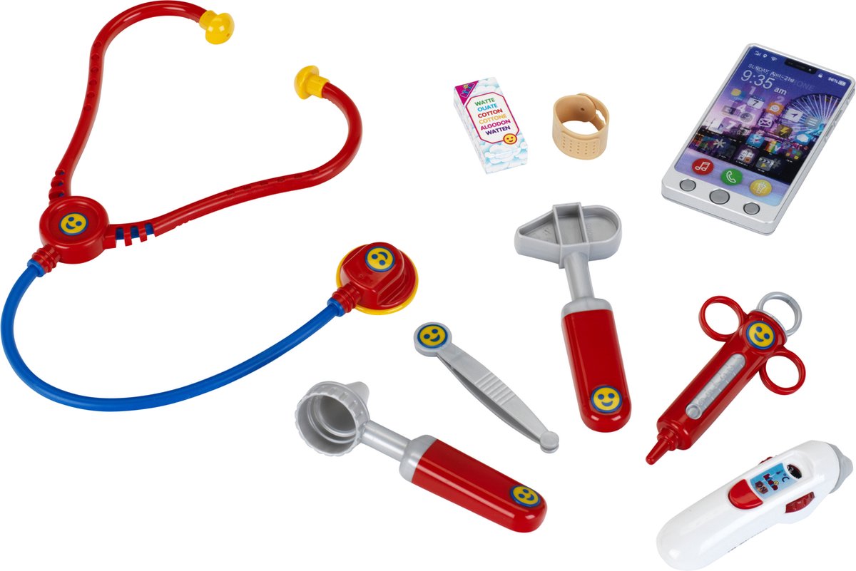 Valigetta da medico Klein Toys - incl. smartphone e strumenti giocattolo - rosso blu