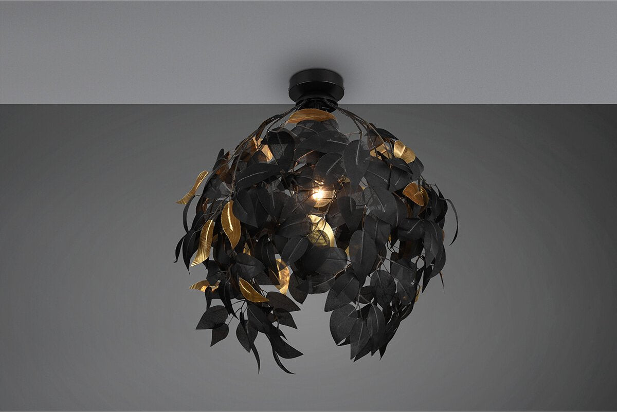 Rl live your light reality leavy - lampada da soffitto - nero opaco - escl. 1x e27 28 w - montaggio a soffitto - protezione schema