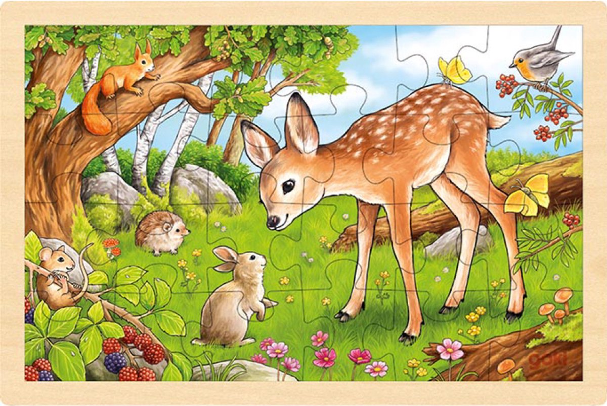 Goki Wooden Jigsaw Puzzle Deer, 24 °.