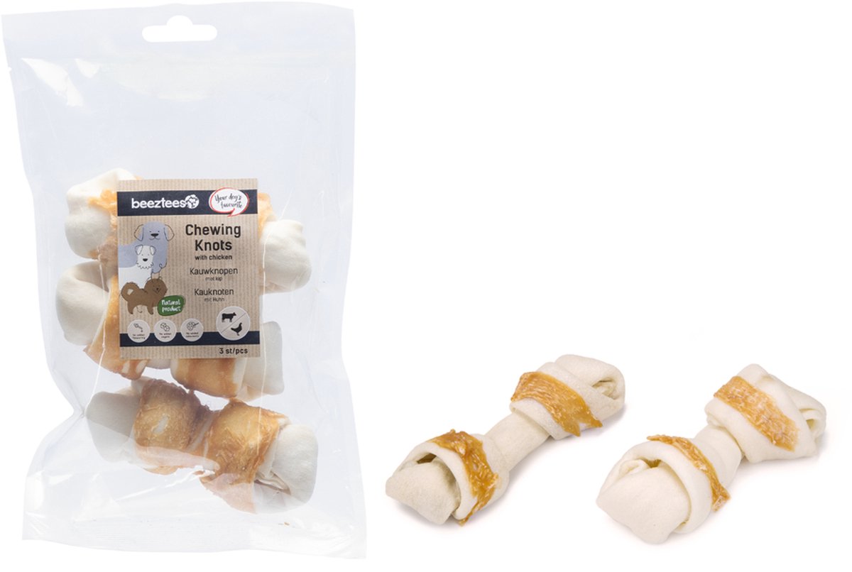 Bottone da masticare culinario Beeztees con pollo - 3 pezzi - Snack per cani 13 cm - Snack da masticare - Cane