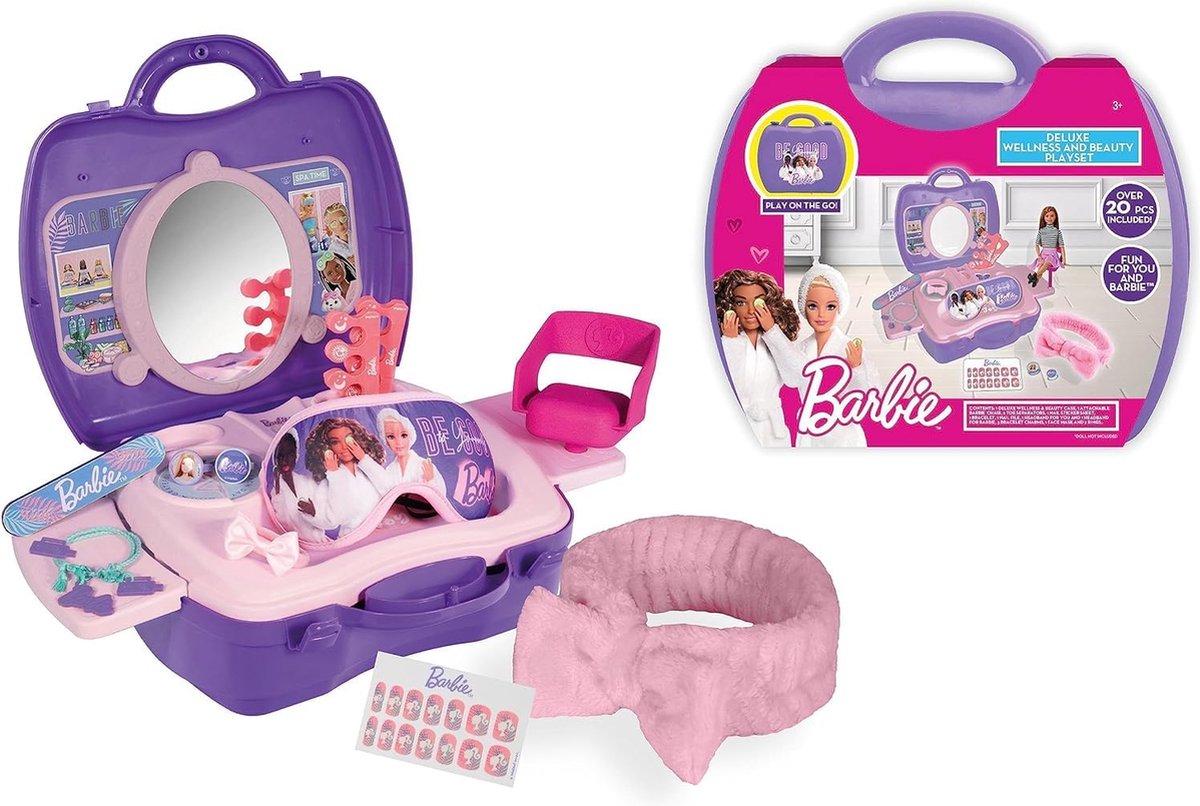 Barbie set da gioco benessere e bellezza da 20 pezzi - set da gioco spa - set di figure da gioco - viola rosa
