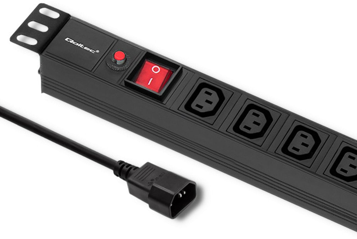 Qoltec serie pdu - distributore di alimentazione anti sovraccarico rack 19 - 1h - 8xiec c13 - 10a - 2m