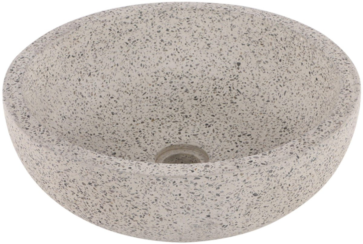 Lavabo de terrazo Differnz - 40x40x15cm - redondo - terrazo - blanco mate negro