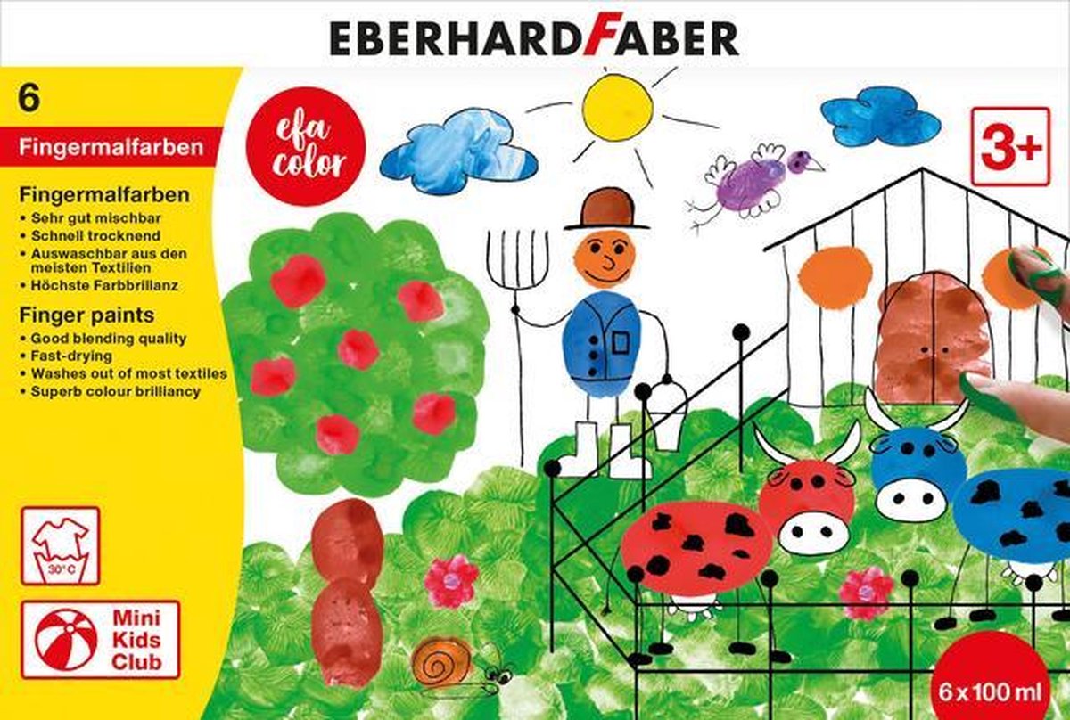 Eberhard faber vingerverf - efa color - 6 x 100ml - assorti - ef-578806