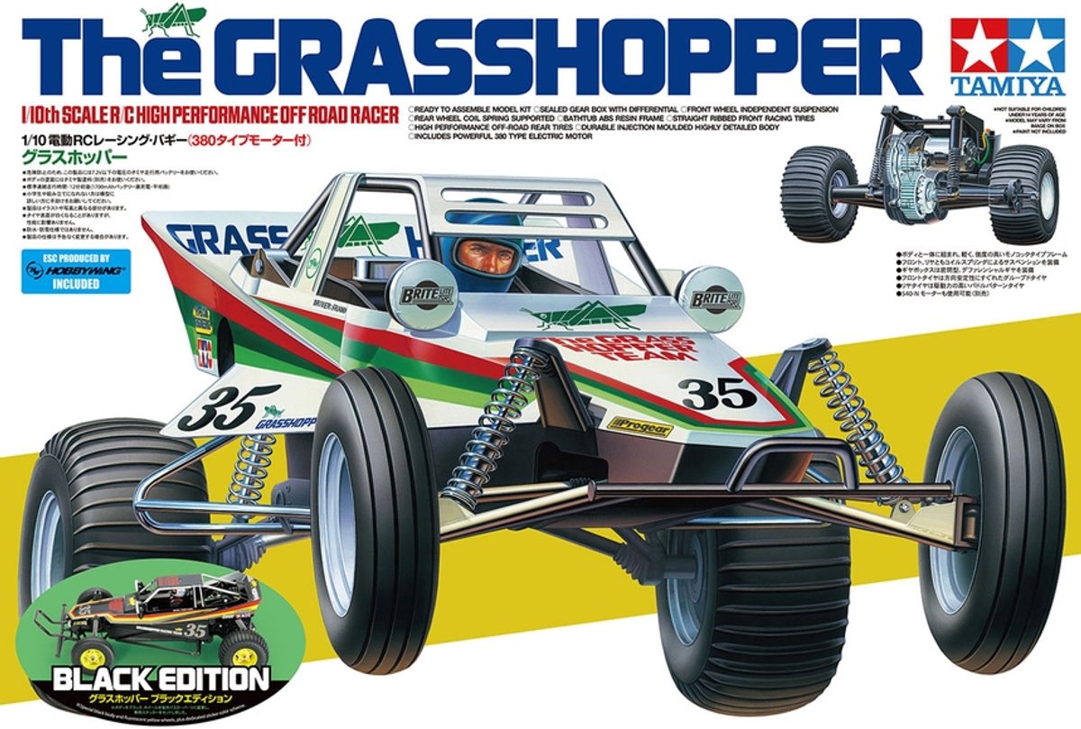 Tamiya modelbouwpakket militaire voertuigen - 47522 rc buggy - the grasshoper - zwarte editie rc plastic - 1:10 - modelbouw