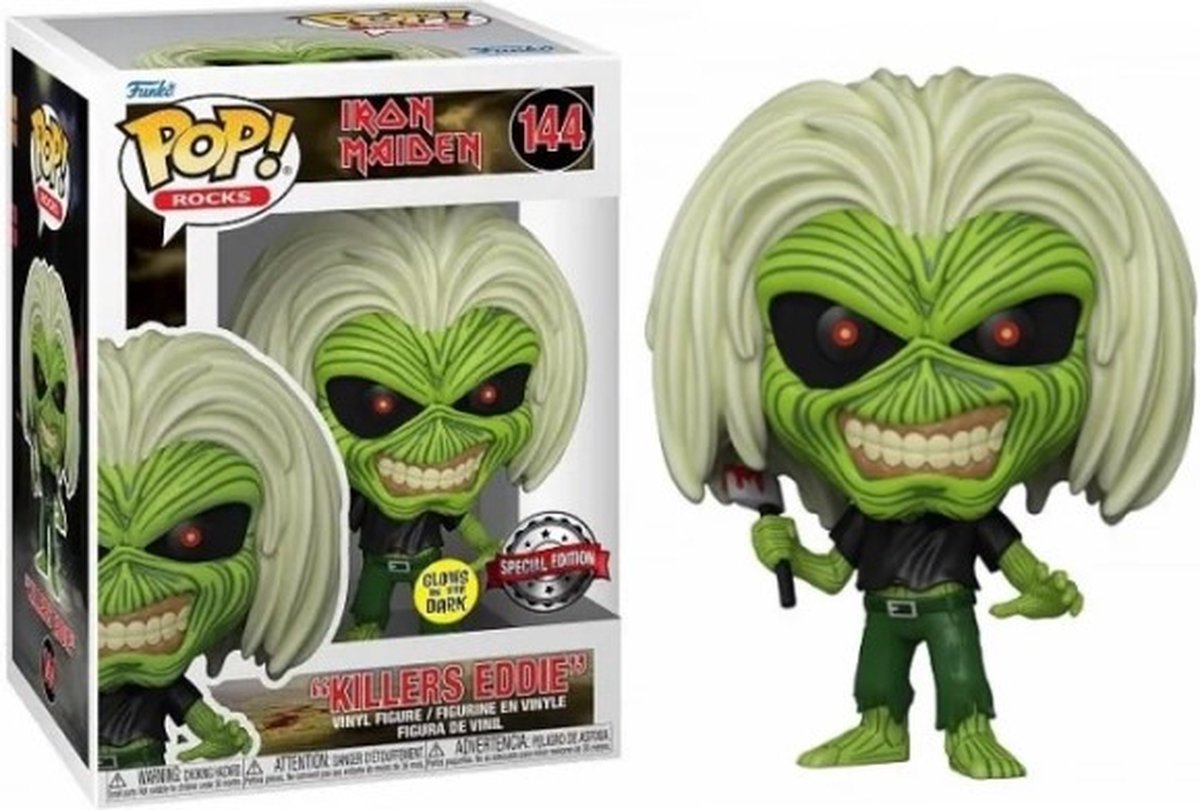 Funko pop! rocks : iron maiden - killers eddie #144 glows in the dark exclusive