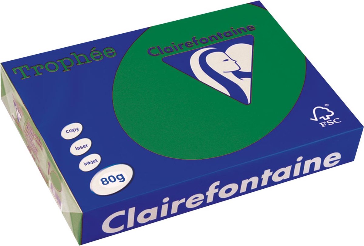 Clairefontaine trophée intens, gekleurd papier, a4, 80 g, 500 vel, dennegroen