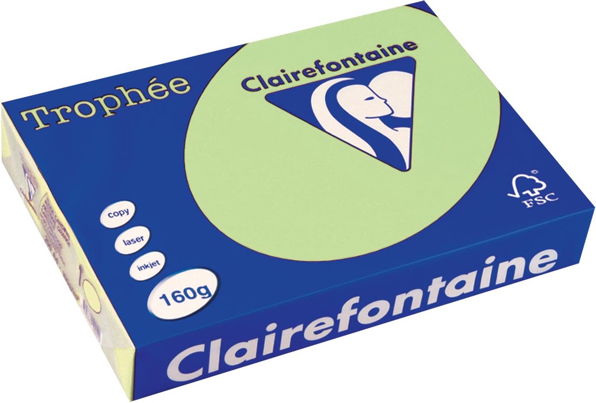 Clairefontaine trophée pastel, gekleurd papier, a4, 160 g, 250 vel, groen
