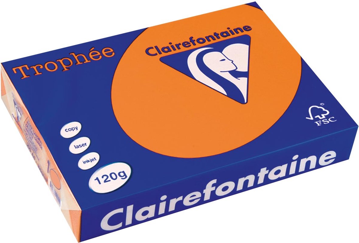 Clairefontaine trophée pastel a4 oranje 120 g 250 vel