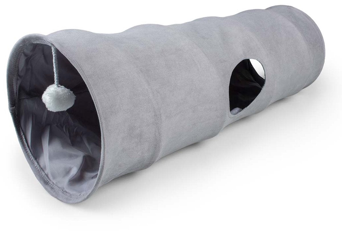 Duvo plus tunnel gioco fusa per gatti l-80x25x25 cm grigio