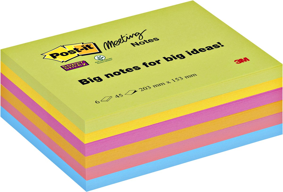 Post-it 3m 86456sseu carta per appunti autoadesiva rettangolo multicolore 45 fogli autoadesivi