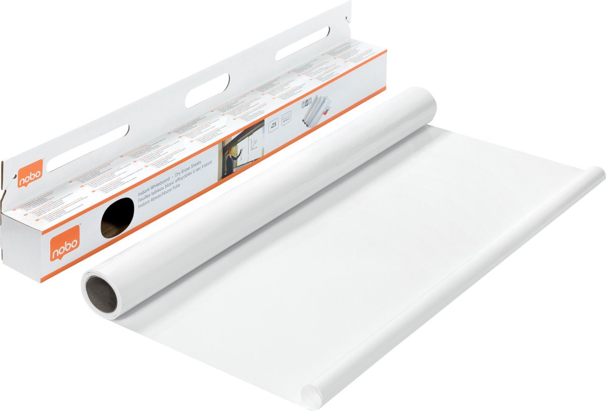 Nobo instant whiteboard droog-uitwisbare vellen op rol - 25 elektrostatische vellen - 60x80cm - wit