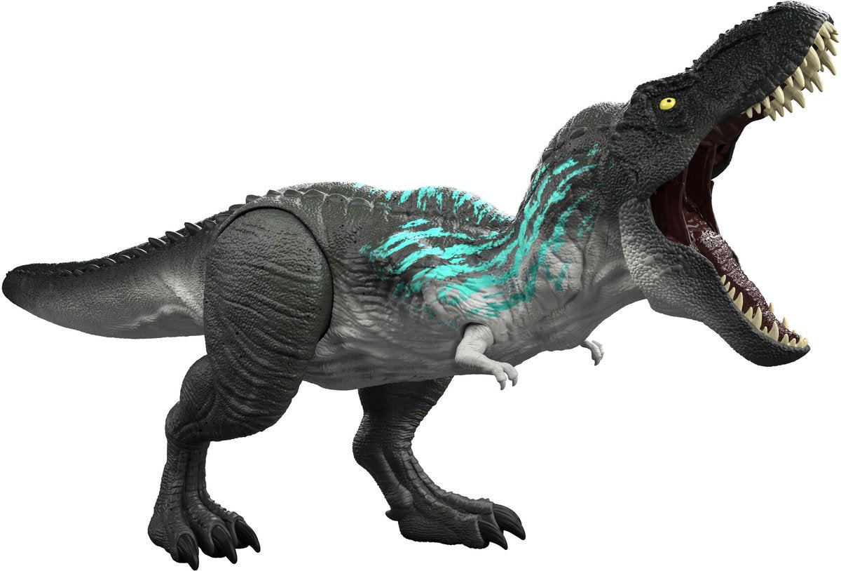 Mattel Jurassic World Muscle Madness Tyrannosaurus Rex - T-Rex con funzione di crescita e forte ruggito