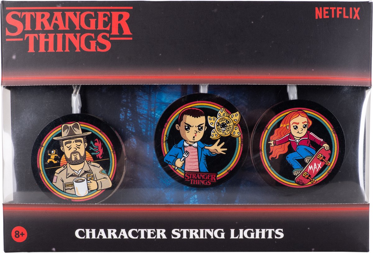 Mad monkey stranger things - lichtsnoer - met personages - 9 lampjes - 3,15 meter lang - usb-c