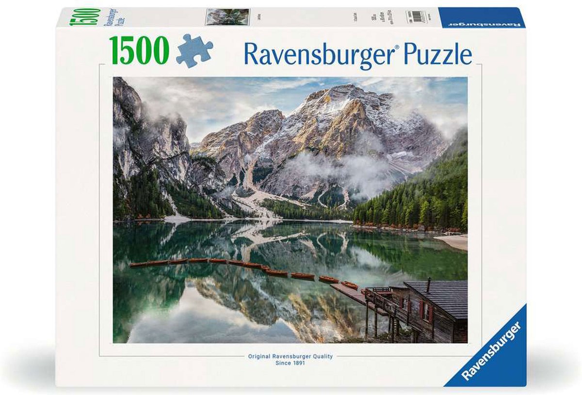 Ravensburger Puzzle Lago di Braies Puzzle paesaggistico da 1500 pezzi.