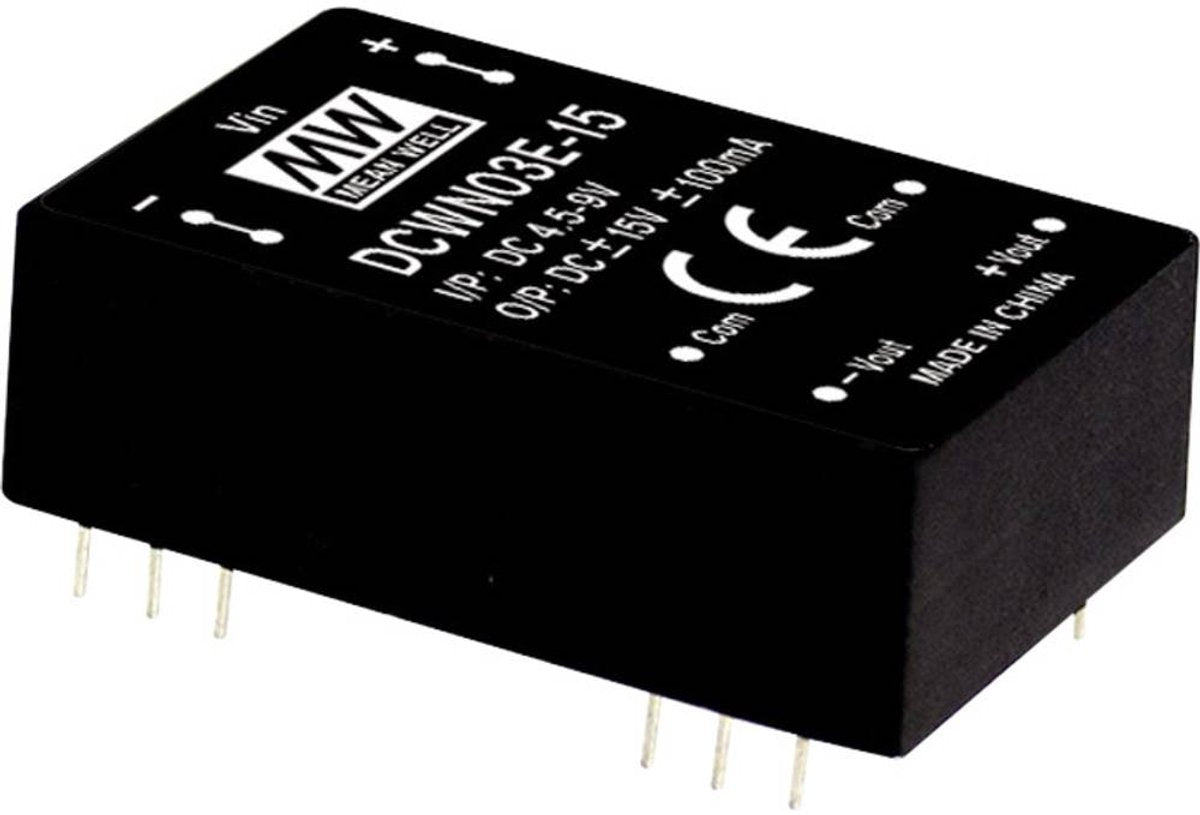 Mean well dcwn03c-15 módulo convertidor dc dc 100 ma 3 w número de salidas: 2 x contenido 1 pieza(s)