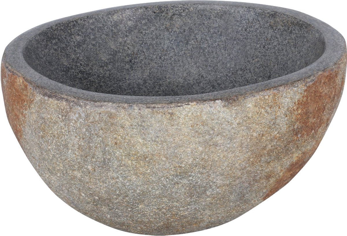 Differnz lombok lavabo 36cm redondo piedra de río gris