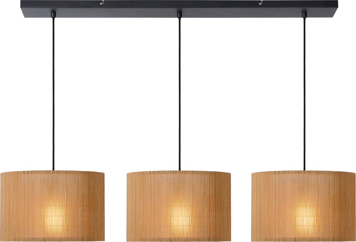 Lucide magius - hanglamp - 3xe27 - naturel - japandi