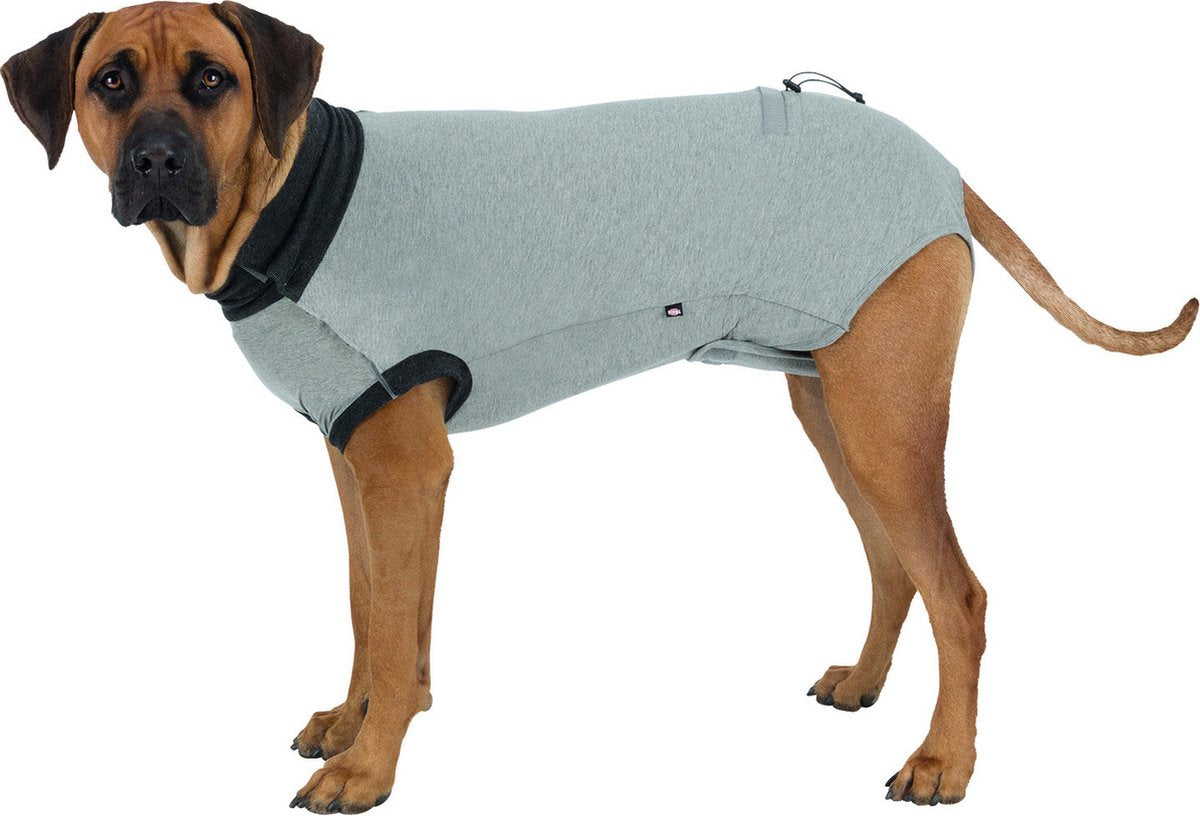 Trixie camisa después de la cirugía - gris s-m 40 cm - traje protector para perros, algodón con elastano