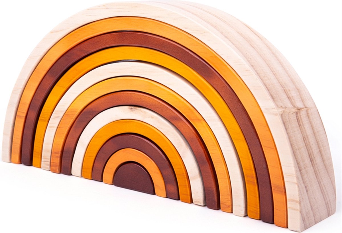 Bigjigs gran montón de madera de arco iris natural