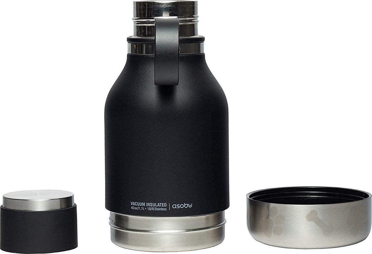 Asobu comedero para perros botella inoxidable - negro