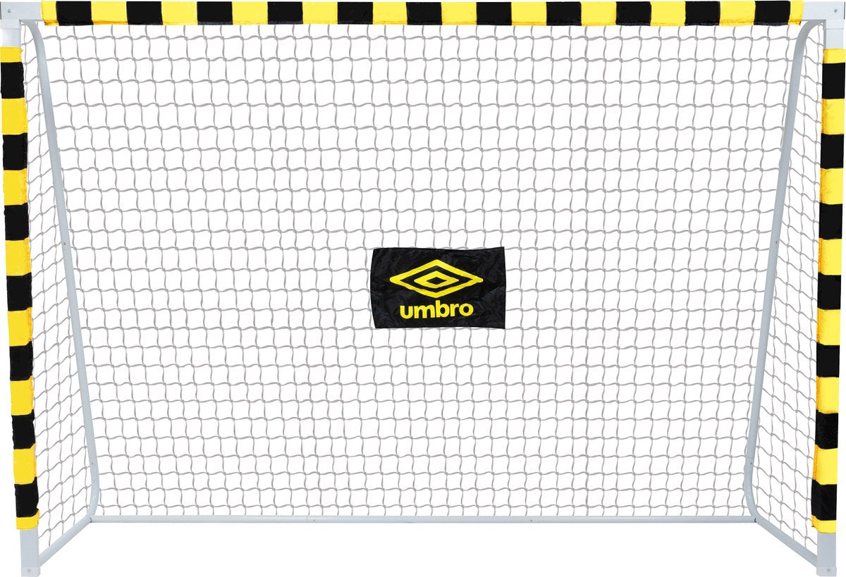Portería de fútbol Umbro - portería de fútbol 300 x 200 x 90 cm - portería de fútbol grande - juguetes de exterior para niños y adultos - montaje rápido - portería de entrenamiento de fútbol - metal - negro amarillo