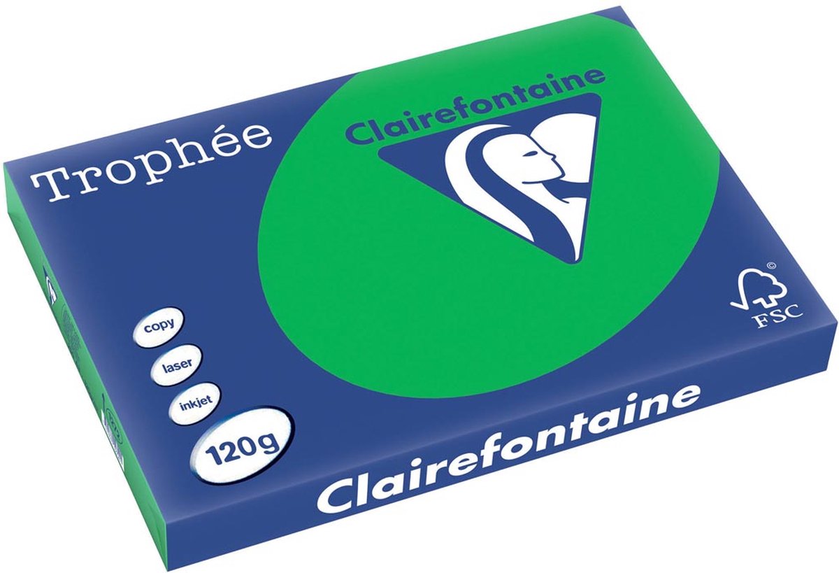Clairefontaine trophée intense a3 verde biliardo 120 g 25 fogli