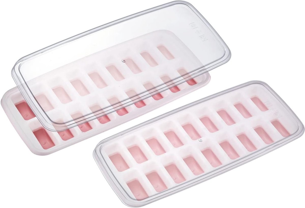 Westmark luna macchina per cubetti di ghiaccio - stampo per cubetti di ghiaccio con coperchio, per produrre 18 piccole palline rotonde di cubetti di ghiaccio, rosso trasparente bianco - plastica, senza BPA, 2