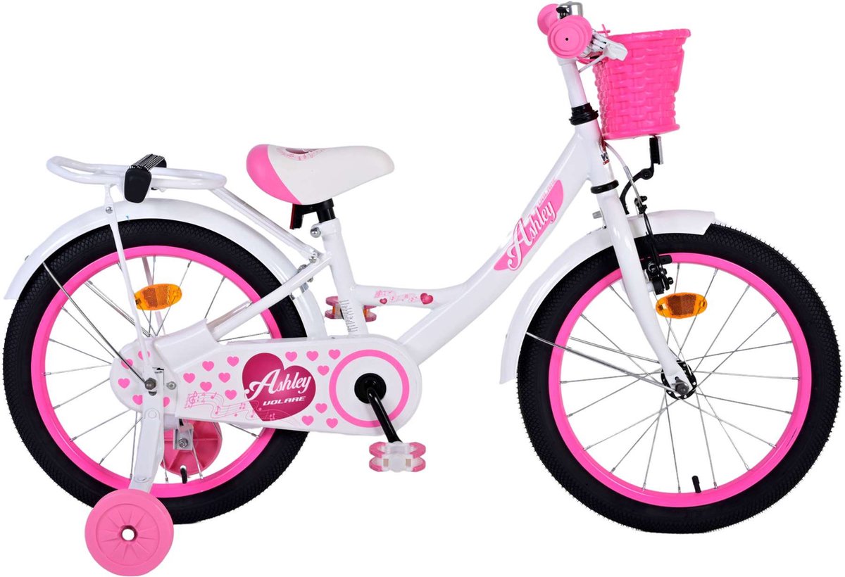 Bicicleta para niños de Vinare Ashley - Niñas - 18 pulgadas - Blanco
