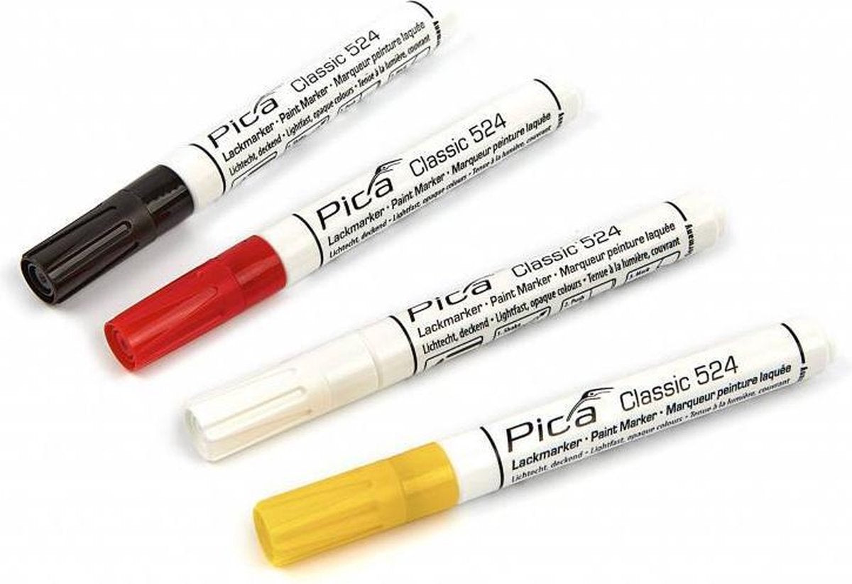 Pica 524 52 classic industrie verf lak marker - wit - 2-4 mm rond