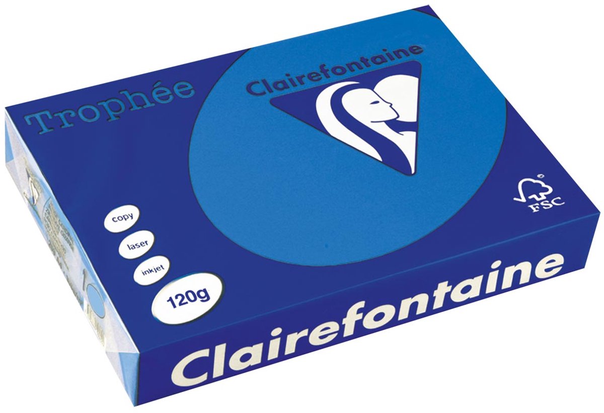 Clairefontaine trophée intens, gekleurd papier, a4, 120 g, 250 vel, turkoois