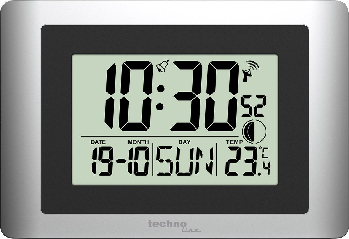 Reloj de pared digital Technoline ws 8028 220x150x56mm plateado