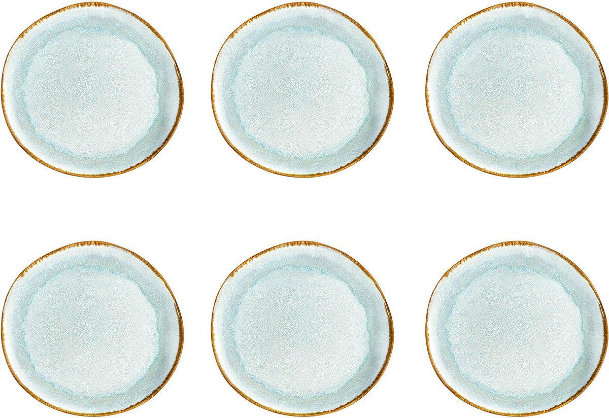 Medard de noblat - shadow aqua - piatto piano 28 cm - 6 pezzi - gres