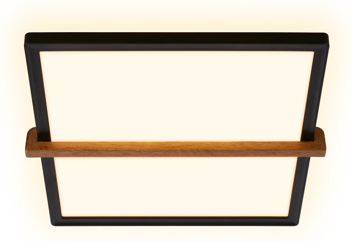 Briloner remsa - Lampada da soffitto a LED - lampada da soffitto a luce indiretta - luce bianca calda - 29 x 31,5 x 4 cm - legno nero