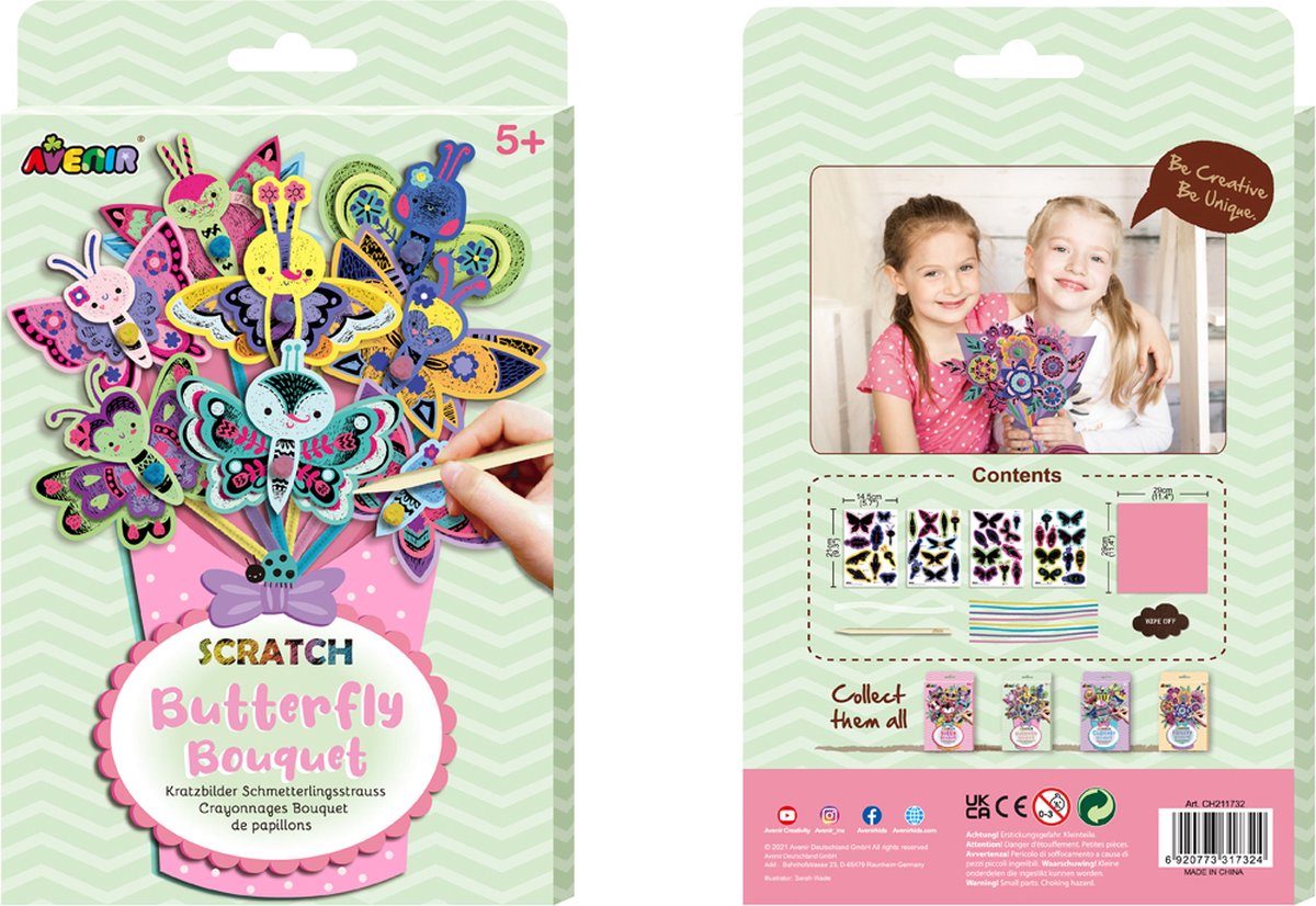 Bouquet da grattare Avenir - farfalla - crea il tuo bouquet - divertimento artigianale - 5+
