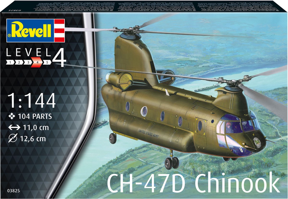 Kit modello Revell - ch-47d chinook 1:144 - 104 pz.