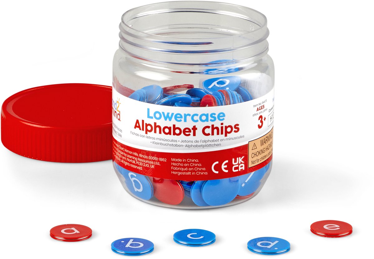 Chip dell'alfabeto minuscolo delle risorse didattiche, 156 chip - 1+
