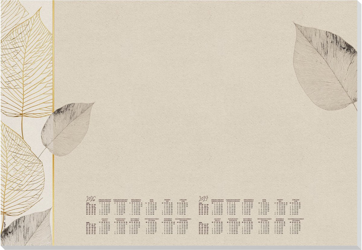 Sigel bureauonderlegger - formaat a2 - natural leaves - met kalender 2026 2027 - si-h6315