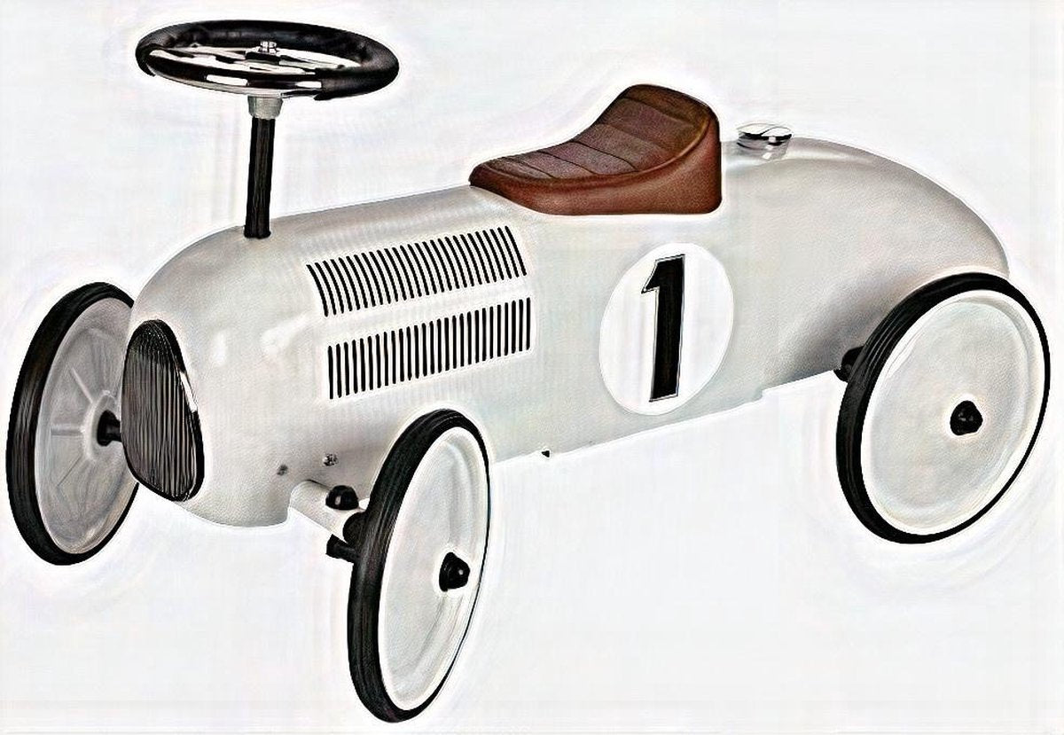 Goki loopauto - wit - 73,5x35x40cm - metaal en kunststof - 1+