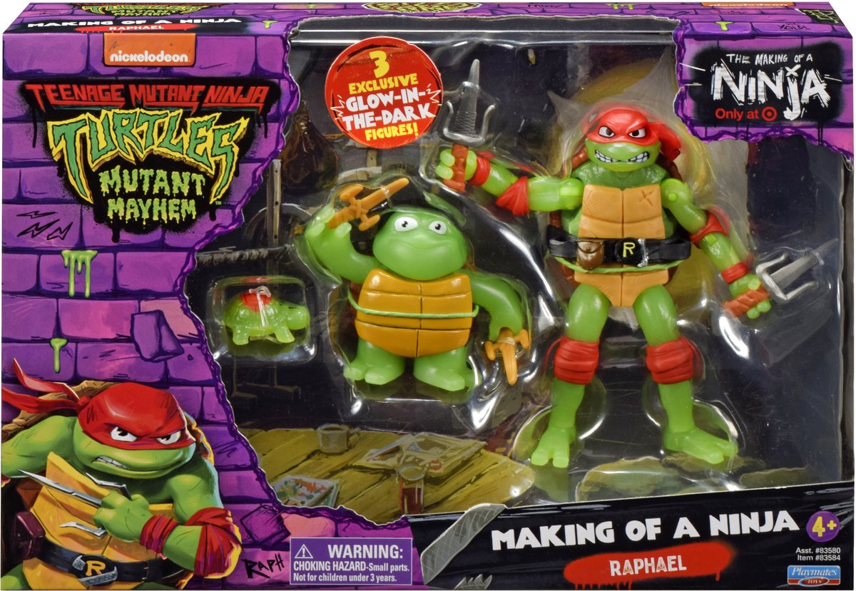 Teenage mutant ninja turtles playmates : mutant mayhem action figure 3-pack raphael evolution 10 cm action figuur