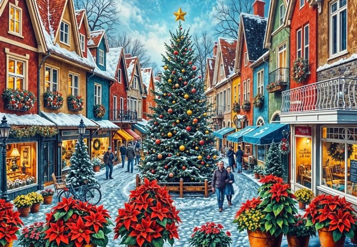 Puzzle Bluebird Puzzle natalizio Shopping in piazza natalizia 1000 pezzi.