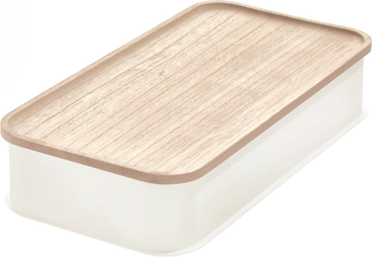Contenitori bianchi Idesign con coperchio in bambù - 08641eu - impilabili, con coperchio, senza BPA
