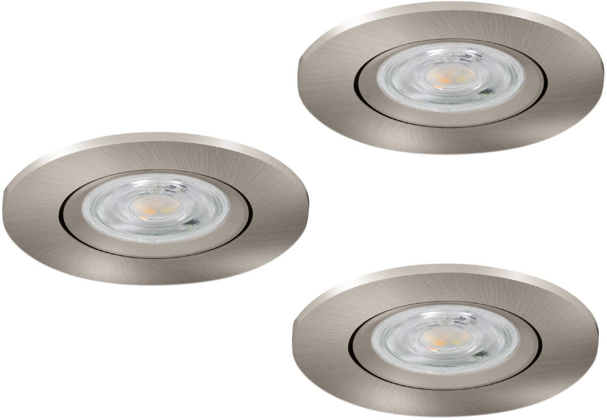 Faretto da incasso Eglo barranco - bagno - gu10 - ø 8,4 cm - grigio - set da 3 pezzi