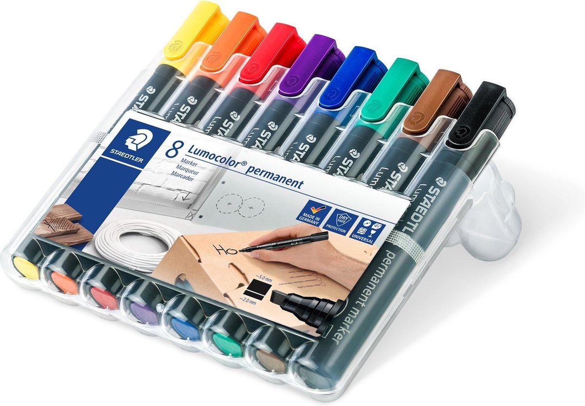 Staedtler lumocolor pennarello indelebile punta scalpello - scatola 8 pz
