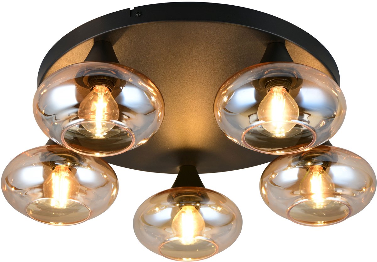 Rl live your light reality divina - plafondlamp - amber - excl. 5x e14 4 w - plafondbevestiging