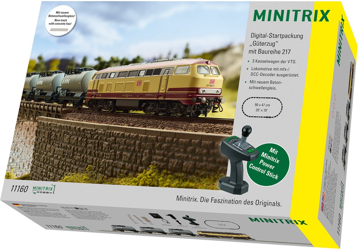 Minitrix digitale startset goederentrein met loc serie 217