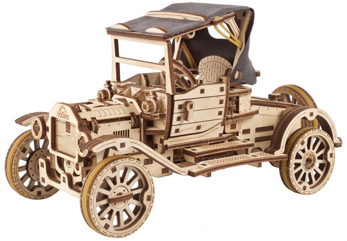 Modello 3D in legno Ugears - modello t auto retrò