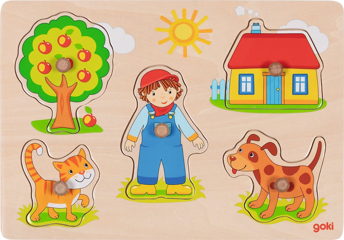 Goki Wooden Stud Puzzle, 5st.